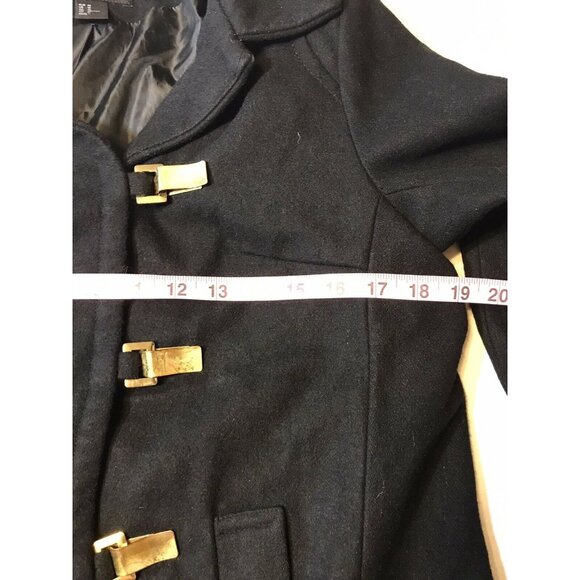 H&M Women's Size Medium Coat Toggle Closure Wool Blend Black Preowned - Picture 8 of 12